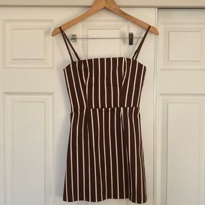 REFORMATION Brown Striped Mini